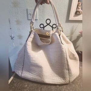 G.I.L.I Got It Love It Cream Crocodile-Embossed Women's Bag